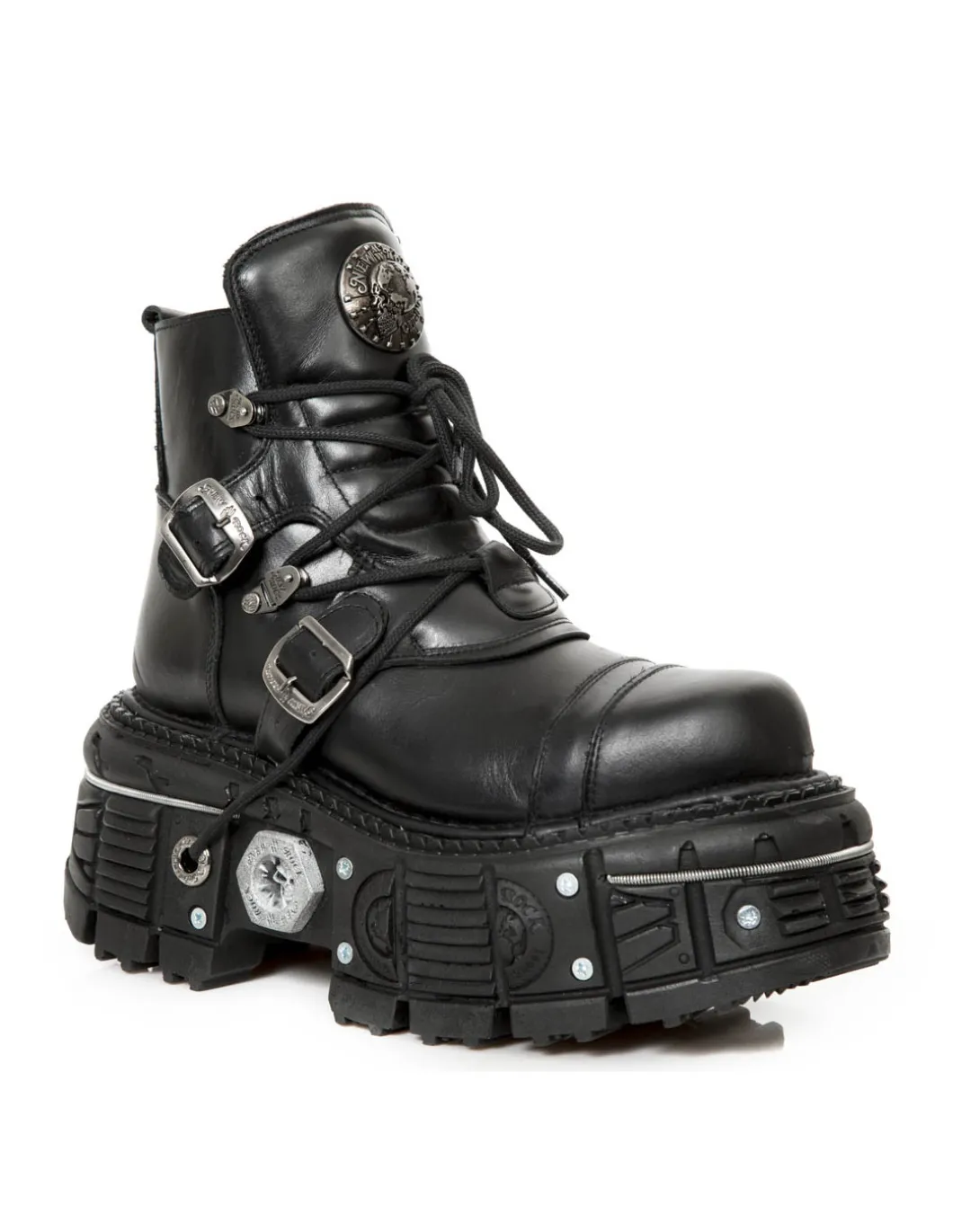 ANKLE BOOT BLACK IMPERFECT WITH LACES M-TANK007-S1