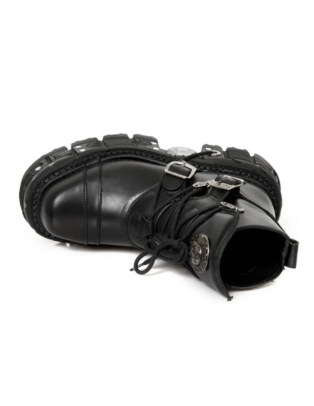 ANKLE BOOT BLACK IMPERFECT WITH LACES M-TANK007-S1