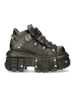 ANKLE BOOT BLACK IMPERFECT WITH LACES M-TANK106N-V2