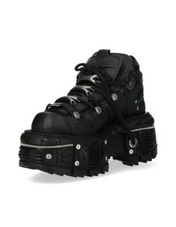 ANKLE BOOT BLACK IMPERFECT WITH LACES M-TANK006C-V1