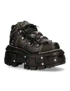 ANKLE BOOT BLACK IMPERFECT WITH LACES M-TANK106-C4