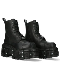 ANKLE BOOT BLACK IMPERFECT WITH LACES M-TANK083-C1