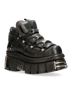 ANKLE BOOT BLACK TOWER WITH LACES M-106-S112