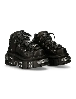 ANKLE BOOT BLACK TOWER WITH LACES M-106-S70
