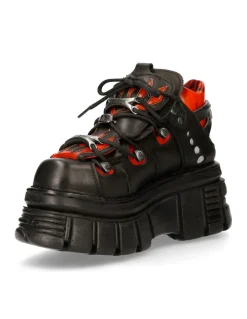 ANKLE BOOT BLACK TOWER WITH LACES M-MET011-C11