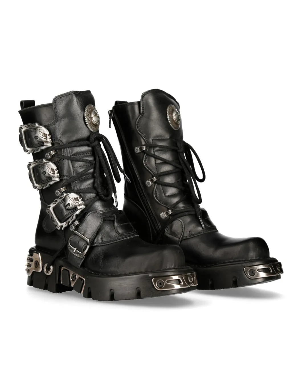 BOOT BLACK REACTOR WITH BUCKLES AND LACES M-391-S1