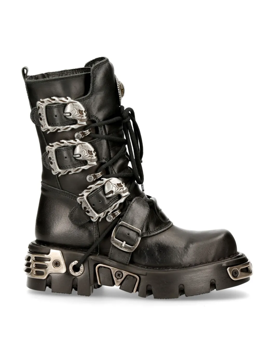BOOT BLACK REACTOR WITH BUCKLES AND LACES M-391-S1