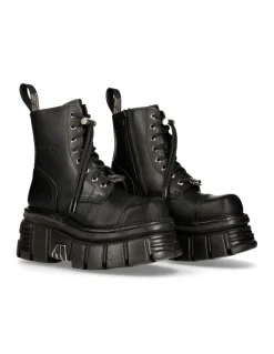 BOOT BLACK TOWER WITH LACES M-NEWMILI083-S21
